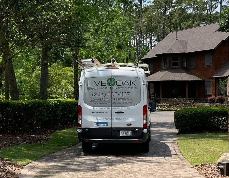 live oak electrical service truck in a driveway